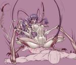  antennae_(anatomy) anthro arthropod bodily_fluids breasts clenched_teeth digital_media_(artwork) duo female hair hi_res human insect male male/female mammal navel nipples plasmidhentai reverse_rape stinger sweat teeth 