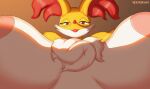  anthro areola big_ears breasts canid canine delphox female fur generation_6_pokemon hi_res inner_ear_fluff lips looking_at_viewer mammal nintendo pokemon pokemon_(species) red_body red_fur solo tuft vexyfursure white_body white_fur 