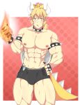  2018 abs animal_humanoid blonde_hair blonde_pubes bowser boxers_(clothing) bulge clothing crown hair headgear hi_res humanoid koopa_humanoid male male_bowsette_meme mario_bros muscular muscular_male najimisensei2 nintendo nipples pecs pink_nipples pubes scalie scalie_humanoid solo underwear 