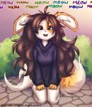  anthro clothing elronya fan_character female freckles hair hoodie lagomorph leporid long_hair long_tail mammal rabbit ronya solo suvi_(elronya) tail topwear 