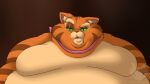  16:9 anthro anthrofied belly big_belly chubby_cheeks confusion domestic_cat double_chin dreamworks felid feline felis green_eyes hi_res jouigidragon looking_at_viewer male mammal moobs morbidly_obese morbidly_obese_anthro obese obese_anthro overweight overweight_anthro puss_in_boots_(dreamworks) solo thick_arms widescreen 