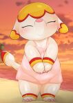  absurd_res animal_crossing anthro blush clothed clothing elephant elephantid eyes_closed female hi_res mammal margie_(animal_crossing) nintendo proboscidean smile solo thick_thighs type yellow_body 