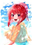  1girl absurdres arima_kana hat highres open_mouth oshi_no_ko red_eyes red_hair short_hair sinkatutiya smile solo 