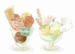  2others alolan_vulpix ambiguous_gender brown_eyes brown_fur closed_eyes dessert food ice_cream ice_cream_cone ice_cream_scoop itsuru96 leaf multiple_others no_humans pokemon pokemon_(creature) quadruple_scoop vulpix wafer_stick waffle_cone white_fur 