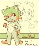  2023 animal_humanoid anthro breasts cat_nose chibi chubby_anthro chubby_belly chubby_female cute_expression cute_eyes cute_fangs dark_pupils eye_through_hair eyelashes eyelashes_through_hair fan_character fangs felid felid_humanoid feline feline_humanoid female food fruit fur genitals green_body green_fur green_hair hair hand_on_hip hi_res holding_food holding_fruit holding_object humanoid leaf leaf_hair leaf_tail lighter_belly line_art looking_at_viewer mammal mammal_humanoid medium_breasts model_sheet navel nipples nude orange_eyes orange_nipples orange_pussy parura_lew_(artist) plant plant_hair pseudo_hair pussy shaded short_hair slightly_chubby smile smiling_at_viewer solo standing t-pose tail tangerine_(fruit) teeth teeth_showing tongue tongue_showing translucent translucent_hair 