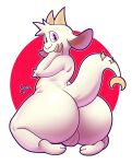  absurd_res anthro balls big_butt butt chikn_nuggit circle claws digital_media_(artwork) dragon fwench_fwy_(chikn_nuggit) genitals golde hand_on_face hi_res horn kneeling looking_at_viewer looking_back male moon multicolored_body nonbinary_(lore) presenting presenting_hindquarters purple_eyes red_background simple_background solo star tail thick_thighs two_tone_body white_background white_body yellow_body 