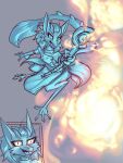  2023 3:4 anthro female fire fireball general-irrelevant hair hi_res holding_object holding_staff looking_at_viewer magic mammal open_mouth out-of-placers simple_background smile solo staff tail webcomic yinglet 