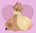  &lt;3 2023 5_fingers aged_up anthro areola big_breasts breast_rest breasts clothing dewlap_(anatomy) dipstick_ears erect_nipples eyes_closed female fingers footwear footwear_only fur hair hair_bun hazel_(shakotanbunny) high_heels highlights_(coloring) huge_breasts hyper hyper_breasts kneeling lagomorph leporid mammal mature_anthro mature_female mostly_nude multicolored_ears nipples pink_areola pink_nipples rabbit sagging_breasts shakotanbunny smile solo tan_body tan_fur thick_thighs wide_hips 