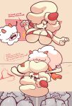  absurd_res alcremie anthro big_breasts blush bodily_fluids breast_play breast_suck breasts canid canine digital_media_(artwork) diicks duo female female/female food food_creature food_hair fruit fur generation_1_pokemon generation_8_pokemon growlithe hair hair_over_eyes hi_res hisuian_form hisuian_growlithe humanoid mammal nintendo nipples nude open_mouth orange_body plant pokemon pokemon_(species) pokemon_legends_arceus red_eyes regional_form_(pokemon) simple_background smile sucking text tongue tongue_out 