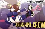  anthro antlers big_breasts braces breasts brown_hair buckteeth canid canine canis crow_(thedeathcrow) deer duo female fight hair hi_res horn mammal one_eye_obstructed renita_reed_(character) teeth thedeathcrow05 thick_thighs tongue white_body wolf 