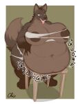  absurd_res anthro areola belly_on_table belly_rest big_areola big_breasts breasts brown_areola brown_body brown_fur brown_nipples clothing female fur gnoll hi_res holding_belly huge_breasts hyena kela_(teddypimm) mammal navel nekocrispy nipples onomatopoeia overweight overweight_anthro overweight_female red_eyes rumbling_stomach sound_effects text thick_calves thick_neck thick_thighs tongue tongue_out torn_clothing 