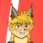  anthro blue_eyes domestic_cat felid feline felis fire ignis ignis2401 male male/male mammal orange smile solo 