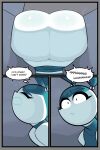  2023 absurd_res big_butt butt clothed clothing colored comic dialogue female hi_res huge_butt hyper hyper_butt jenny_wakeman machine my_life_as_a_teenage_robot nickelodeon not_furry robot solo stuck thick_thighs white_body zetaskully 