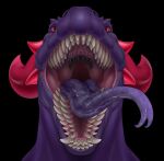  absurd_res anthro bodily_fluids devourer_(razor_koopa) digital_media_(artwork) dragon esophagus fangs forked_tongue goo_creature goo_dragon hi_res horn looking_at_viewer male mouth_shot muscular muscular_anthro muscular_male open_mouth purple_body raudegil red_eyes saliva saliva_on_tongue simple_background slime snout solo solo_focus spikes spikes_(anatomy) teeth throat tongue tongue_out vore 