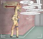  anthro arms_tied bdsm bondage bound breasts camera comic dialogue digital_media_(artwork) english_text escape exposed female gag gagged genitals giraffe giraffid herseio hi_res looking_at_viewer mammal nipples nude pussy simple_background sneaking solo text 