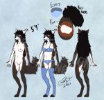  2023 anthro black_hair blokfort blue_eyes bow_ribbon breasts brown_body canid canine canis clothing domestic_dog female fur genitals hair hi_res lingerie mammal model_sheet nipples nude pussy simple_background standing white_body 