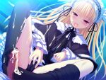  1girl black_dress black_panties black_ribbon black_thighhighs blonde_hair censored clitoral_stimulation clothed_masturbation collar cum cum_on_body cum_on_clothes cum_on_legs cum_on_penis cumdrip dress facial female_masturbation footjob frilled_collar frills game_cg hair_between_eyes hair_ornament headdress himemiya_hiori koku lace-trimmed_dress lace_trim lolita_fashion long_hair long_sleeves loose_thighhigh masturbation mosaic_censoring non-web_source open_mouth panties red_eyes ribbon sitting socks solo spread_legs stained_panties stellula_eques straight_hair sweatdrop thighhighs twintails underwear wet wet_clothes wet_panties 