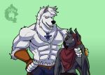  absurd_res anthro arm_around_neck arm_around_partner bat canid canine canis eye_contact gradient_background hi_res looking_at_another looking_at_partner male male/male male_anthro mammal simple_background size_difference thekinkybear wolf 
