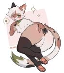  &lt;3 &lt;3_eyes akibun anus clothing collar domestic_cat felid feline felis girly hand_on_butt hi_res legwear male mammal markings one_eye_closed pasufani pawpads presenting presenting_anus simple_background solo spots spotted_markings spotted_tail tail tail_markings thigh_highs wink 