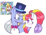  ambiguous_gender blush bow_tie chibi clothing crown duo earth_pony equid equine eye_contact feral hasbro hat headgear headwear hi_res horse looking_at_another mammal mlp_g2 my_little_pony pony sidruni tiara toony top_hat 