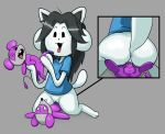  anthro anus big_dom_small_sub bodily_fluids canid canine canis clothed clothing cowgirl_position domestic_dog dominant drooling felid female female_on_feral feral from_front_position genitals group handjob handjob_while_penetrating hi_res impstripe male male/female mammal maus_(deltarune) mouse murid murine on_bottom on_top partially_clothed penetration penile penis pussy questionable_consent rat rodent saliva saliva_on_penis saliva_string sex size_difference smaller_male spiral_eyes sweat sweatdrop tem temmie_(deltarune) temmie_(undertale) trio undertale undertale_(series) vaginal vaginal_penetration 