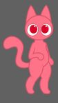  ambiguous_gender domestic_cat felid feline felis gooblie_2 grey_background hi_res looking_at_viewer mammal pink_body red_body red_eyes semi-anthro silly simple_background solo tail 