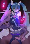  1girl bare_shoulders black_thighhighs ghost_miku_(project_voltage) glitch gradient_hair hatsune_miku long_hair looking_at_viewer mismagius mizuiro123 multicolored_hair open_mouth pokemon pokemon_(creature) project_voltage see-through see-through_skirt skirt sleeves_past_fingers sleeves_past_wrists thighhighs twintails very_long_hair vocaloid will-o&#039;-the-wisp_(mythology) yellow_eyes 