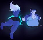  anthro belly blue_body blue_fur computer computer_mouse eyes_closed fur hi_res invalid_tag lichinthesystem lifewonders male monitor moobs overweight overweight_male portal solo stuck through_wall tindalos_(tas) tokyo_afterschool_summoners weight_gain 