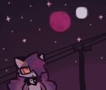  ambiguous_gender canid canine detailed_background fox hair looking_at_object mammal moon multi_tail night purple_hair semi-anthro sky solo star tail yakkotsuki yuki_(labbit1337) 