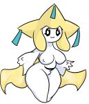  absurd_res beady_eyes big_breasts black_eyes breasts cat_smile featureless_crotch featureless_feet female generation_3_pokemon hi_res humanoid jirachi killer._ez legendary_pokemon looking_at_viewer nintendo nipple_outline pokemon pokemon_(species) short_stack simple_background solo thick_thighs white_background white_body wide_hips yellow_body 