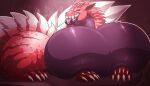  big_breasts big_butt black_body black_lips breast_squish breasts busty_feral butt capcom claws fanged_wyvern female feral huge_breasts hyper hyper_breasts lips monster_hunter multicolored_body odogaron pyc-art red_body sharp_teeth solo spikes spikes_(anatomy) squish tail teeth thick_bottom_lip thick_tail thick_thighs tongue tongue_out wide_hips 