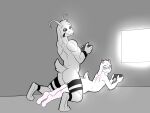  absurd_res anal angelogoat666 annoyed anthro asriel_dreemurr asriel_dreemurr_(god_form) bovid caprine controller deltarune duo eyewear game_controller gaming girly glasses goat hi_res looking_at_viewer looking_back male male/male mammal muscular nude playing_videogame ralsei sex simple_background undertale undertale_(series) 