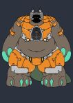  alligator alligatorid anthro armor bear belly brown_body brown_fur crocodilian fur hi_res machine male mammal metal muscular orange_armor protogen reptile scalie solo standing truck 