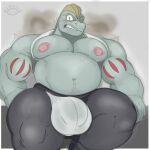  bodily_fluids bulge clothing fart generation_1_pokemon humanoid machoke male musclegut muscular musk niallz_(artist) nintendo nipple_piercing nipples piercing pokemon pokemon_(species) solo sweat underwear 