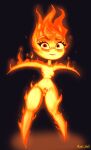  axel_hell black_background breasts elemental_(pixar) elemental_creature elemental_humanoid ember_lumen featureless_feet featureless_hands female fire fire_creature fire_humanoid frown genitals hi_res humanoid looking_at_viewer not_furry nude pussy simple_background small_breasts solo 