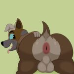  2023 absurd_res anthro anthrofied anus backsack balls bent_over big_balls big_butt bubble_butt butt canid canine canis colossalstars domestic_dog dreamworks eyebrows fur genitals green_background hi_res huge_balls huge_butt looking_back male mammal nude open_mouth open_smile perineum perrito_(puss_in_boots) presenting presenting_anus presenting_hindquarters puss_in_boots_(film) puss_in_boots_the_last_wish rear_view simple_background smile solo teeth thick_thighs tongue tongue_out tuft whiskers 