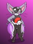 2020 3:4 anthro big_ears biped bodysuit clothed clothing curled_tail digital_drawing_(artwork) digital_media_(artwork) dipstick_ears feet felid feline female flat_chested frown full-length_portrait fur generation_4_pokemon grey_body grey_fur hand_on_hip huge_hips huge_thighs kingjion lidded_eyes looking_at_viewer mammal markings mask multicolored_body multicolored_ears multicolored_fur narrowed_eyes nintendo pokemon pokemon_(species) pokemorph portrait pose purple_background purugly short_stack signature simple_background skinsuit solo sports_mask sportswear standing tail thick_thighs tight_clothing two_tone_body two_tone_fur whiskers white_body white_fur white_markings wide_hips wrestling_mask wrestling_outfit yellow_sclera 
