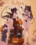  2girls fire_emblem halloween mitsu_(mitsu_art) mona_(genshin_impact) multiple_girls witch 