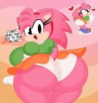  2023 3barts absurd_res accessory amy_rose anthro big_breasts big_butt black_pupils bottomwear bouncing_breasts bouncing_butt breast_jiggle breasts bubble_butt butt butt_jiggle classic_amy_rose classic_sonic_(universe) clothing curvaceous curvy_figure dialogue digital_drawing_(artwork) digital_media_(artwork) english_text eulipotyphlan eyelashes female fur hair hair_accessory hairband hedgehog hi_res hourglass_figure huge_breasts huge_butt jiggling looking_at_viewer looking_back looking_back_at_viewer mammal miniskirt motion_lines multicolored_body multicolored_fur open_mouth panties pink_body pink_fur pink_hair pupils sega short_tail simple_background skirt small_waist smile solo sonic_the_hedgehog_(series) tail tail_motion tailwag talking_to_viewer tan_body tan_fur text thick_thighs thigh_jiggle tongue two_tone_body two_tone_fur underwear upskirt voluptuous white_clothing white_panties white_underwear wide_hips 