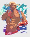  1boy abs arm_hair bara beard beard_stubble brown_hair cassidy_(overwatch) chest_hair dark-skinned_male dark_skin facial_hair fuge_oni666 hairy large_pectorals lifeguard lifeguard_cassidy male_focus mature_male mechanical_arms muscular muscular_male mustache mustache_stubble navel navel_hair nipples overwatch pectorals short_hair single_mechanical_arm solo stomach sweat thick_eyebrows topless_male towel whistle whistle_around_neck 