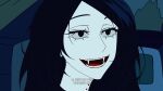  1girl adventure_time bite_mark bite_mark_on_neck black_eyes black_hair derivative_work eyelashes fangs highres korean_commentary korean_text long_hair marceline_abadeer open_mouth pale_skin prozips_a raised_eyebrows screencap_redraw sharp_teeth solo subtitled talking teeth vampire 