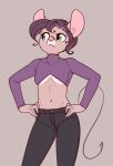  2023 anthro breasts clothing crop_top female green_eyes hands_on_hips hi_res maisie_whisk mammal midriff mouse murid murine navel rodent shirt solo topwear under_boob wick_(artist) 
