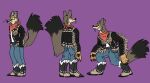  anthro badboy blue_bottomwear blue_clothing blue_jeans blue_pants boots bottomwear canid canine clothing cowboy cowboy_boots cowboy_outfit denim denim_clothing feralasar flat_colors fluffy fluffy_tail footwear fox jeans male mammal model_sheet natural_colors pants short_male simple_background solo swift_fox tail twostepstanley western yellow_eyes 