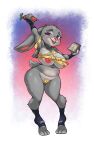  2023 anthro barricade_tape big_breasts boingfarm breasts carrot_pen disney ears_down english_text female fur grey_body grey_fur hi_res judy_hopps lagomorph leporid looking_at_viewer mammal nipples note_pad pink_nose pivoted_ears police_tape rabbit scut_tail short_tail solo tail text thick_thighs wide_hips zootopia 