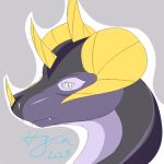  2023 anthro digital_media_(artwork) dragon gold hyra low_res male portrait purple solo 