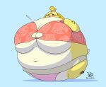  2022 absurd_res animal_crossing anthro artist_logo bell_accessory big_breasts blonde_hair blue_background blush body_inflation bottomwear breasts button_pop canid canine canis cel_shading cheek_bulge clothing colored digital_media_(artwork) domestic_dog embarrassed female front_view grey_bottomwear grey_clothing grey_skirt hair hi_res huge_breasts hyper hyper_breasts immobile incidental_(artist) inflation inflation_fetish isabelle_(animal_crossing) logo mammal nintendo panties pink_clothing pink_panties pink_underwear puffed_cheeks red_clothing red_shirt red_topwear round_body shaded shih_tzu shirt simple_background skirt solo spherical_inflation tail tight_clothing topwear toy_dog underwear white_body white_eyes worried yellow_body yellow_tail 