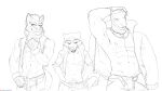  abs anthro barely_visible_genitalia biceps bottomwear canid canine canis clothed clothing epic_games erection fortnite fox fox_mccloud fur genitals gloves group guardians_of_the_galaxy handwear hi_res hood hoodie jacket jewelry komodo_dragon line_art lizard looking_at_viewer male mammal marvel monitor_lizard muscular muscular_anthro muscular_male navel necklace nintendo nipples open_mouth outerwear pants partially_clothed pecs penis pinup pose procyonid pulling_pants_down raccoon reptile ring rocket_raccoon rolled_up_sleeves scales scalie sketch smile spelunker_sal star_fox teasing thunder_(fortnite) tongue topwear trio vest zipper_topwear 