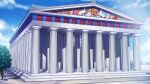  absurdres blue_sky cloud column commentary day english_commentary fresco highres lisistrata_(visual_novel) no_humans outdoors parthenon pillar riabels sky temple tree 