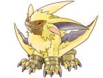  1nacl 4:3 angry bandai_namco bracelet claws digimon digimon_(species) digimon_ghost_game feral fur jewelry lamortmon male monster orange_eyes sharp_claws sharp_teeth solo teeth winged_arms wings yellow_body yellow_fur 