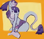  andromorph anthro balls blep breasts canid canine canis domestic_dog fur genitals guncht intersex mammal pink_tongue purple_body purple_fur smile solo tongue tongue_out 